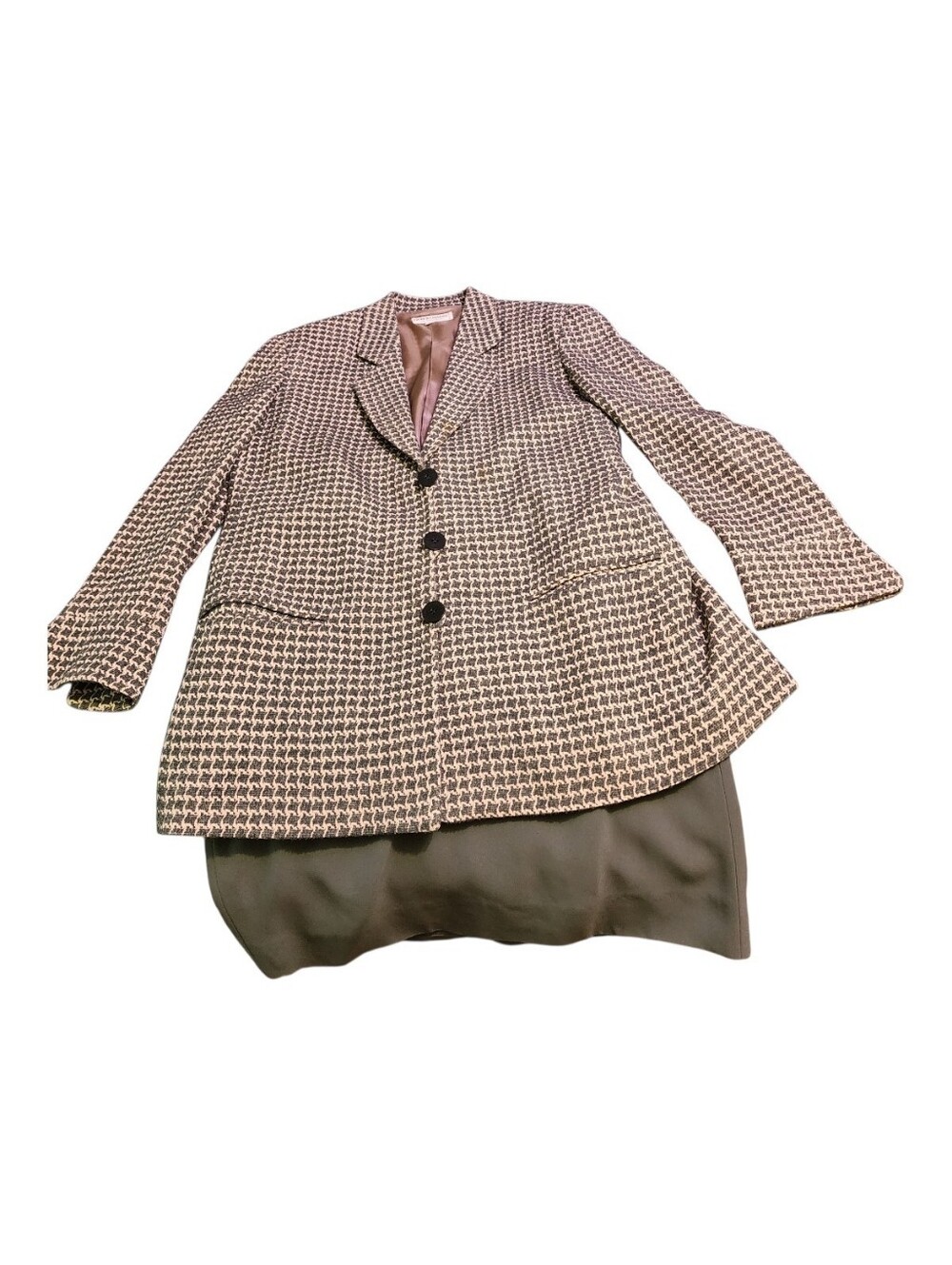 Giorgio Armani Vintage Houndstooth Blazer Jacket And Skirt Suit